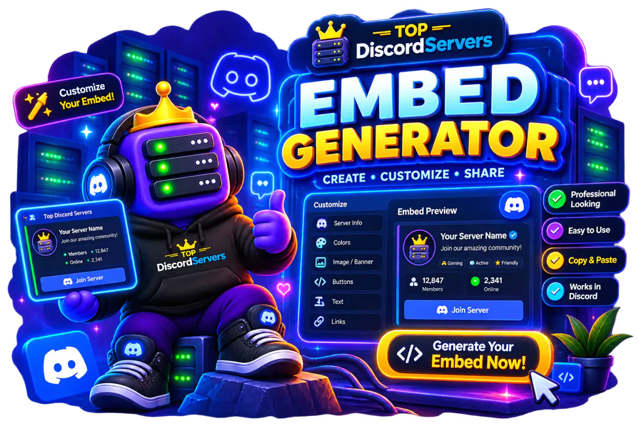 TopDiscordServers embed generator preview