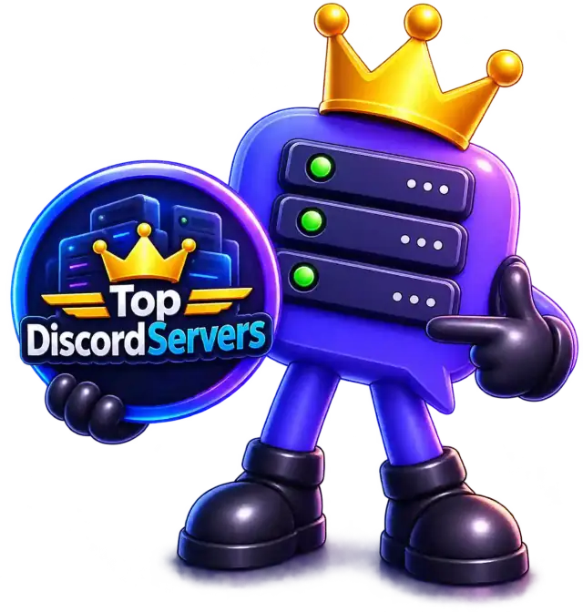 TopDiscordServers mascot presenting a server profile
