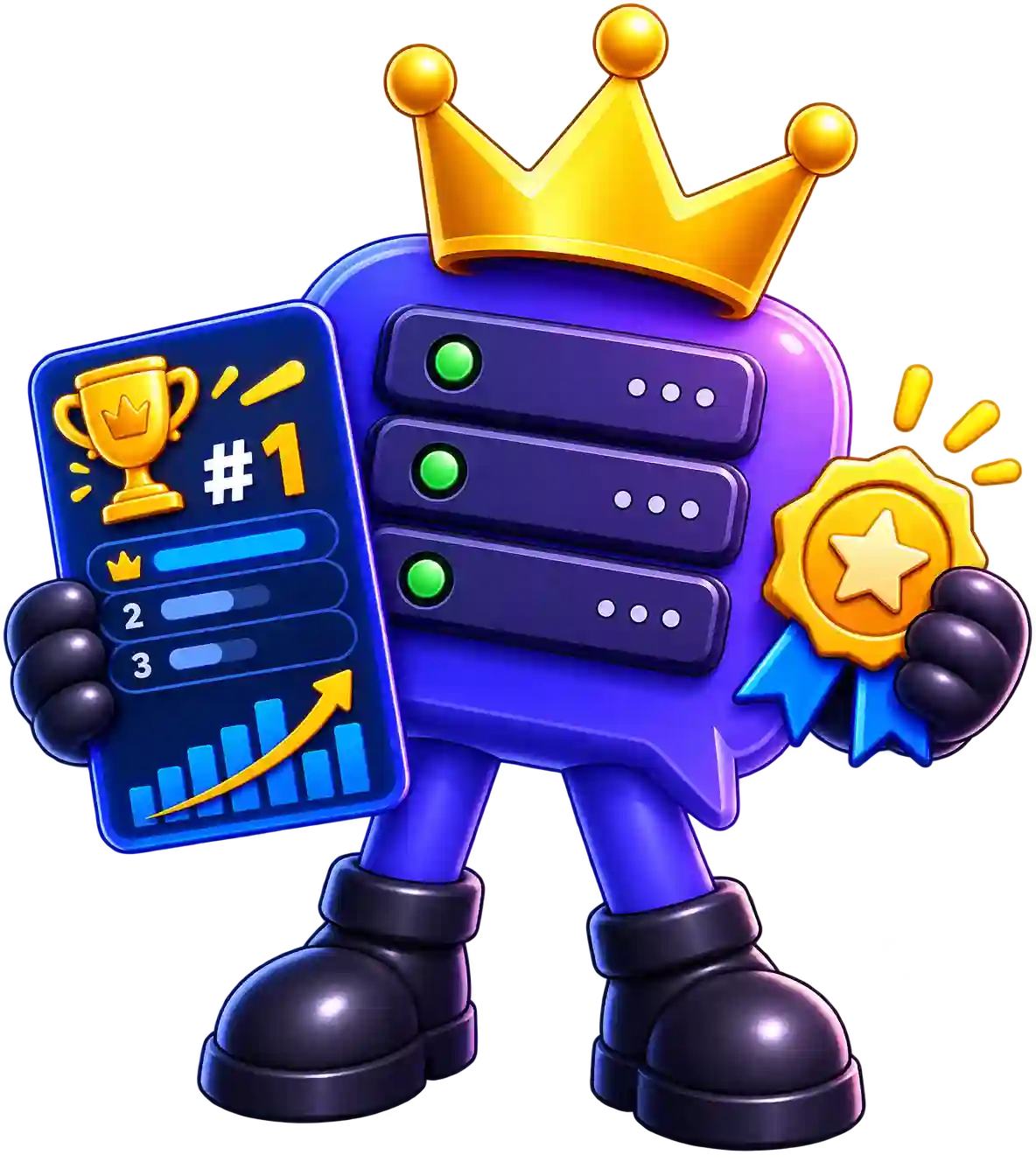 TopDiscordServers mascot beside a live ranking chart