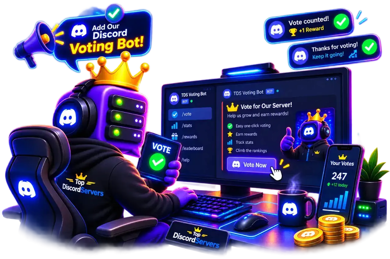 TopDiscordServers Discord voting bot panel preview