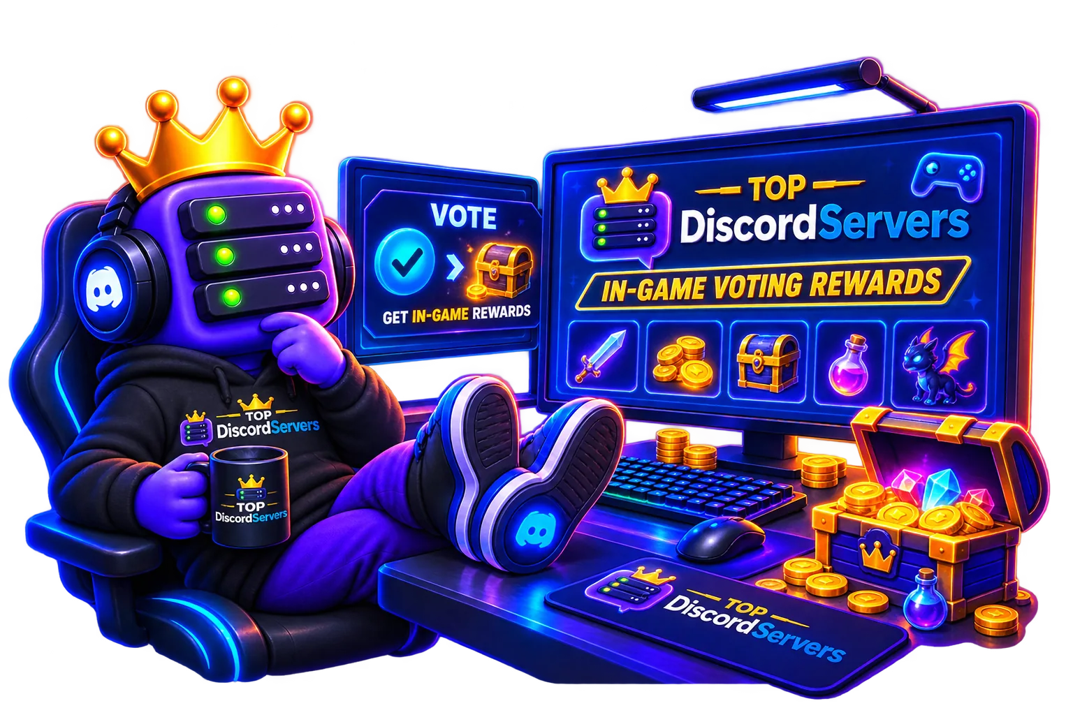 TopDiscordServers in-game voting rewards and automatic game server delivery
